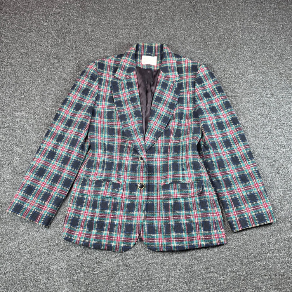 Vintage Pendleton Blazer Multicolor Tartan Plaid Womens 6 Wool Coat Business USA
